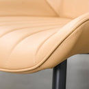 Mid Century Dining Chairs Set of 2, PU Leather Upholstered Side Chairs Seat for Kitchen Living Room with Metal Legs, Beige 2 Legs