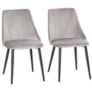 High Back Dining Chairs Modern Upholstered Velvet-Touch Fabric Accent Chairs with Metal Legs for Kitchen, Set of 2, Green