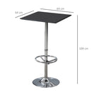 Square Pub Table Counter Bar Table with Faux Leather Tabletop and Adjustable Footrest for Living Room, Kitchen