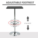 Square Pub Table Counter Bar Table with Faux Leather Tabletop and Adjustable Footrest for Living Room, Kitchen