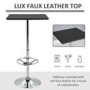 Square Pub Table Counter Bar Table with Faux Leather Tabletop and Adjustable Footrest for Living Room, Kitchen