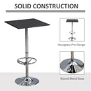 Square Pub Table Counter Bar Table with Faux Leather Tabletop and Adjustable Footrest for Living Room, Kitchen