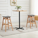 Wooden Bar Stool Linen Fabric Covered Cushion Beech Wood Legs Pub Barstool w/ Curved Seat Anti-slip Footpads Kitchen Breakfast Chair, Natural Style, Natural Seat