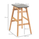 Wooden Bar Stool Linen Fabric Covered Cushion Beech Wood Legs Pub Barstool w/ Curved Seat Anti-slip Footpads Kitchen Breakfast Chair, Natural Style, Natural Seat
