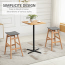 Wooden Bar Stool Linen Fabric Covered Cushion Beech Wood Legs Pub Barstool w/ Curved Seat Anti-slip Footpads Kitchen Breakfast Chair, Natural Style, Natural Seat