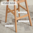 Wooden Bar Stool Linen Fabric Covered Cushion Beech Wood Legs Pub Barstool w/ Curved Seat Anti-slip Footpads Kitchen Breakfast Chair, Natural Style, Natural Seat