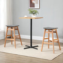 Wooden Bar Stool Linen Fabric Covered Cushion Beech Wood Legs Pub Barstool w/ Curved Seat Anti-slip Footpads Kitchen Breakfast Chair, Natural Style, Natural Seat