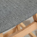 Wooden Bar Stool Linen Fabric Covered Cushion Beech Wood Legs Pub Barstool w/ Curved Seat Anti-slip Footpads Kitchen Breakfast Chair, Natural Style, Natural Seat