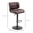 Bar stools Set of 2 Adjustable Height Swivel Bar Chairs with Footrest for Kitchen, Counter, Home Bar - Brown