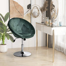 Modern Dining Height Bar Stool Velvet-Touch Tufted Fabric Adjustable Height Armless Tub Chair with Swivel Seat, Green wivel