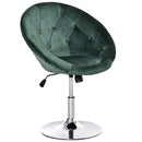 Modern Dining Height Bar Stool Velvet-Touch Tufted Fabric Adjustable Height Armless Tub Chair with Swivel Seat, Green wivel