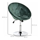Modern Dining Height Bar Stool Velvet-Touch Tufted Fabric Adjustable Height Armless Tub Chair with Swivel Seat, Green wivel