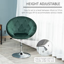 Modern Dining Height Bar Stool Velvet-Touch Tufted Fabric Adjustable Height Armless Tub Chair with Swivel Seat, Green wivel