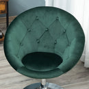 Modern Dining Height Bar Stool Velvet-Touch Tufted Fabric Adjustable Height Armless Tub Chair with Swivel Seat, Green wivel