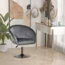 Swivel Bar Stool Fabric Dining Chair Dressing Stool with Tub Seat, Back, Adjustable Height, Grey Seat