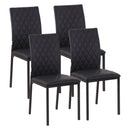 Modern Dining Chairs Upholstered Faux Leather Accent Chairs with Metal Legs for Kitchen, Set of 4, Black