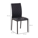 Modern Dining Chairs Upholstered Faux Leather Accent Chairs with Metal Legs for Kitchen, Set of 4, Black