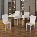 Modern Dining Chairs Upholstered Faux Leather Accent Chairs with Metal Legs for Kitchen, Set of 4, White