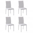 Modern Dining Chairs Upholstered Faux Leather Accent Chairs with Metal Legs for Kitchen, Set of 4, White