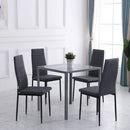 High Back Dining Chairs Modern Upholstered Linen-Touch Fabric Accent Chairs with Metal Legs for Kitchen, Set of 4, Grey Legs