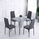High Back Dining Chairs Modern Upholstered Linen-Touch Fabric Accent Chairs with Metal Legs for Kitchen, Set of 4, Grey Legs