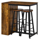 3 Piece Industrial Style Bar Table Set, Table and 2 Stools with Storage Shelf for Kitchen, Living Room, Coffe Shop - Rustic Brown