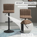 Barstools Set Of 2 Adjustable Height Swivel Gas Lift PU Leather Counter Bar Chairs With Footrest, Brown