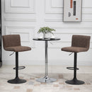 Barstools Set Of 2 Adjustable Height Swivel Gas Lift PU Leather Counter Bar Chairs With Footrest, Brown