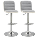 Bar stool Set of 2 Armless Adjustable Height Upholstered Bar Chair with Swivel Seat - Light Grey