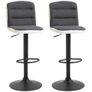 Bar stool Set of 2 Armless Adjustable Height Upholstered Bar Chair with Swivel Seat, Dark Grey