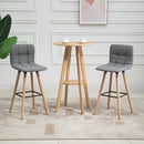 HOMCOM Bar stool Set of 2 Armless Button-Tufted Counter Height Bar Chairs with Wood Legs & Footrest, Grey