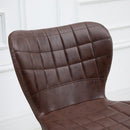 Bar Stools Set of 2 Brown Adjustable Height Swivel Bar Chairs in PU Leather with Backrest & Footrest