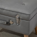 Faux Velvet Upholstered Ottoman Trunk with Wooden Legs - Grey