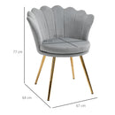Modern Dining Accent Chair Velvet-Touch Fabric Armchair with Gold Metal Legs - Grey