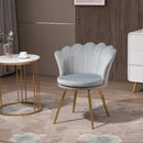 Modern Dining Accent Chair Velvet-Touch Fabric Armchair with Gold Metal Legs - Grey