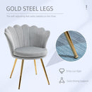 Modern Dining Accent Chair Velvet-Touch Fabric Armchair with Gold Metal Legs - Grey