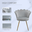 Modern Dining Accent Chair Velvet-Touch Fabric Armchair with Gold Metal Legs - Grey