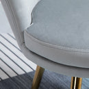 Modern Dining Accent Chair Velvet-Touch Fabric Armchair with Gold Metal Legs - Grey