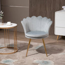 Modern Dining Accent Chair Velvet-Touch Fabric Armchair with Gold Metal Legs - Grey