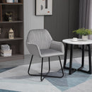 Modern Accent Chair Velvet-Touch Fabric Upholstered Lounge Armchair with Metal Base, Grey Velvet Base