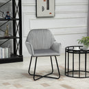 Modern Accent Chair Velvet-Touch Fabric Upholstered Lounge Armchair with Metal Base, Grey Velvet Base