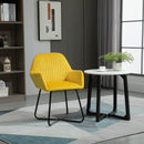 Modern Accent Chair Velvet-Touch Fabric Upholstered Lounge Armchair with Metal Base, Yellow Velvet Base