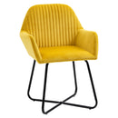 Modern Accent Chair Velvet-Touch Fabric Upholstered Lounge Armchair with Metal Base, Yellow Velvet Base
