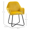 Modern Accent Chair Velvet-Touch Fabric Upholstered Lounge Armchair with Metal Base, Yellow Velvet Base