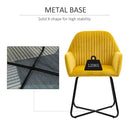 Modern Accent Chair Velvet-Touch Fabric Upholstered Lounge Armchair with Metal Base, Yellow Velvet Base