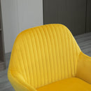 Modern Accent Chair Velvet-Touch Fabric Upholstered Lounge Armchair with Metal Base, Yellow Velvet Base