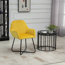 Modern Accent Chair Velvet-Touch Fabric Upholstered Lounge Armchair with Metal Base, Yellow Velvet Base