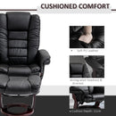 Manual Recliner and Ottoman Set PU Leather Leisure Lounge Chair Armchair with Swivel Wood Base, Black