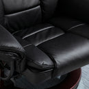 Manual Recliner and Ottoman Set PU Leather Leisure Lounge Chair Armchair with Swivel Wood Base, Black