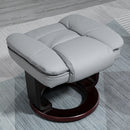 Manual Recliner and Footrest Set PU Leather Leisure Lounge Chair Armchair with Swivel Wood Base, Grey